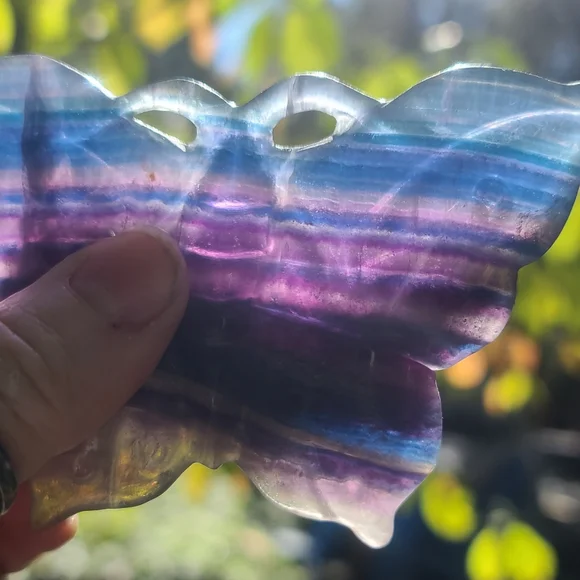 COPY - Multi colored Fluorite butterfly crystal over 3" wide - Picture 2 of 9